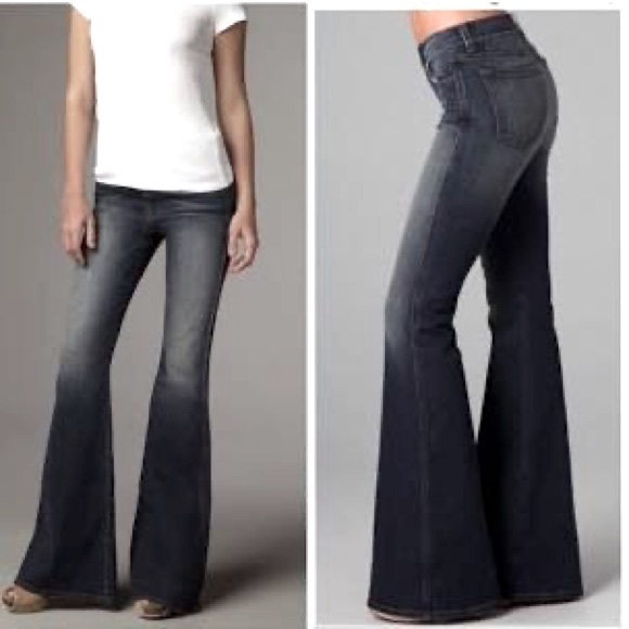 J Brand Love Story Jeans Ash Gray Color Wash Wide Leg Flare - Picture 1 of 9